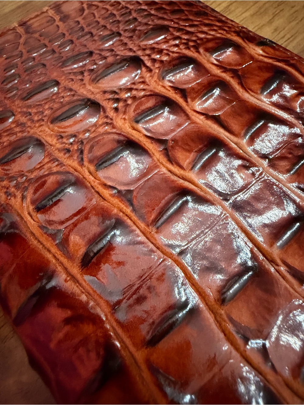 Brahmin Brown Crocodile-Embossed Zip Wallet - Picture 2 of 7